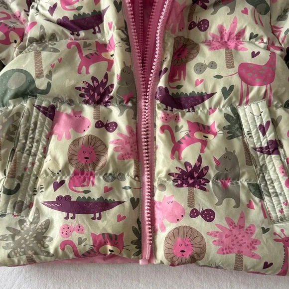 Pink Kids Print Puffer Jacket - Picture 2 of 11